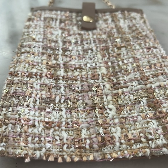 SFERA Tweed Smartphone IPhone Crossbody Bag Rose Gold Taupe NWOT - Picture 8 of 10